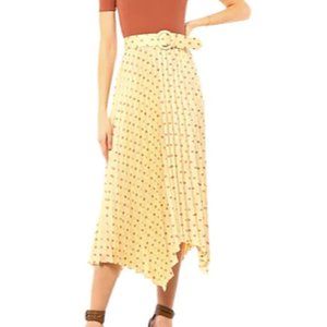 SANDRO Yellow Polka Dot asymmetrical skirt